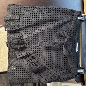 Elegant Black Eyelet Skirt